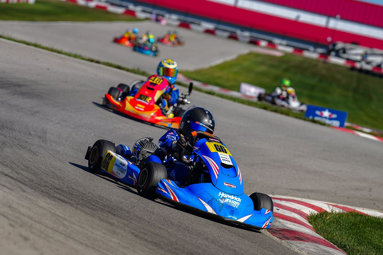 Kip cornering in the No. 66 Micro Swift kart